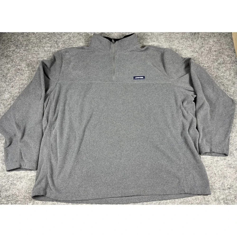 Lands' End Quarter Zip Fleece Pullover Gray Big Tall 3XL Men's Cozy‎ Casual